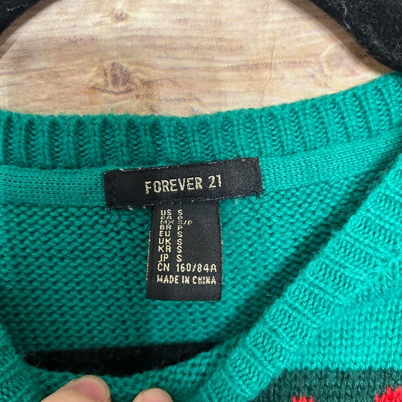 Forever 21 Green Embellished Sequins Ugly Christmas Sweater Juniors Small - Picture 5 of 5